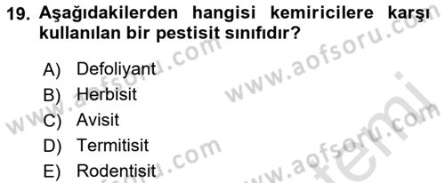 Temel Veteriner Farmakoloji ve Toksikoloji Dersi 2018 - 2019 Yılı 3 Ders Sınavı 19. Soru