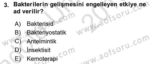 Temel Veteriner Farmakoloji ve Toksikoloji Dersi 2018 - 2019 Yılı 3 Ders Sınav Soruları 3. Soru