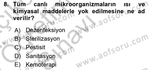 Temel Veteriner Farmakoloji ve Toksikoloji Dersi 2018 - 2019 Yılı Yaz Okulu Sınav Soruları 8. Soru