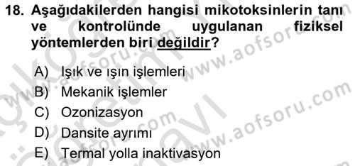 Temel Veteriner Farmakoloji ve Toksikoloji Dersi 2020 - 2021 Yılı Yaz Okulu Sınav Soruları 18. Soru