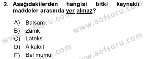 Temel Veteriner Farmakoloji ve Toksikoloji Dersi 2020 - 2021 Yılı Yaz Okulu Sınav Soruları 2. Soru