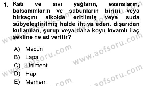 Temel Veteriner Farmakoloji ve Toksikoloji Dersi 2021 - 2022 Yılı (Final) Dönem Sonu Sınav Soruları 1. Soru