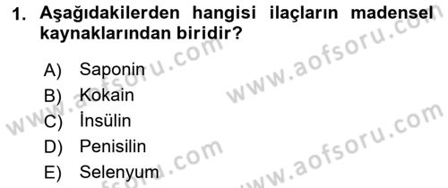 Temel Veteriner Farmakoloji ve Toksikoloji Dersi 2021 - 2022 Yılı Yaz Okulu Sınav Soruları 1. Soru