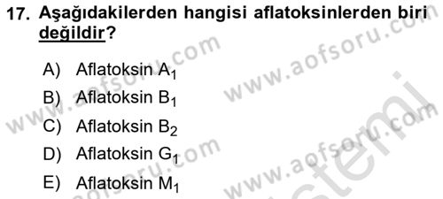 Temel Veteriner Farmakoloji ve Toksikoloji Dersi 2021 - 2022 Yılı Yaz Okulu Sınav Soruları 17. Soru