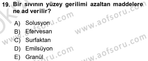 Temel Veteriner Farmakoloji ve Toksikoloji Dersi 2021 - 2022 Yılı Yaz Okulu Sınav Soruları 19. Soru