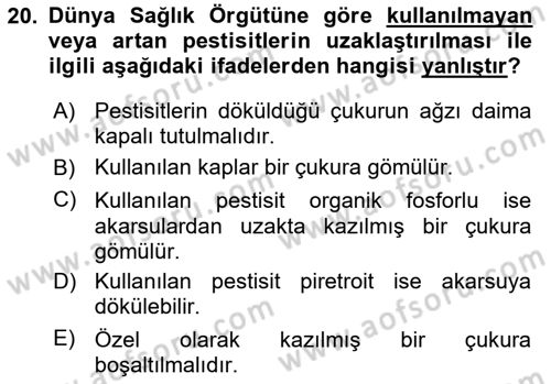 Temel Veteriner Farmakoloji ve Toksikoloji Dersi 2021 - 2022 Yılı Yaz Okulu Sınav Soruları 20. Soru