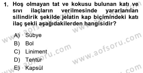 Temel Veteriner Farmakoloji ve Toksikoloji Dersi 2022 - 2023 Yılı Yaz Okulu Sınav Soruları 1. Soru