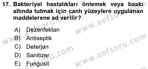 Temel Veteriner Farmakoloji ve Toksikoloji Dersi 2023 - 2024 Yılı (Vize) Ara Sınav Soruları 17. Soru