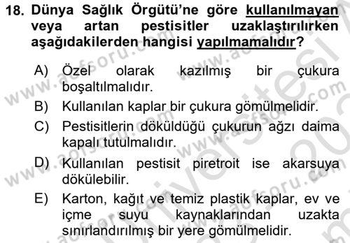 Temel Veteriner Farmakoloji ve Toksikoloji Dersi 2023 - 2024 Yılı (Final) Dönem Sonu Sınavı 18. Soru