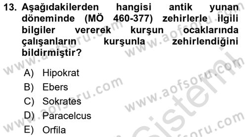 Temel Veteriner Farmakoloji ve Toksikoloji Dersi 2023 - 2024 Yılı Yaz Okulu Sınav Soruları 13. Soru