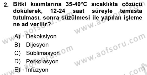 Temel Veteriner Farmakoloji ve Toksikoloji Dersi 2023 - 2024 Yılı Yaz Okulu Sınav Soruları 2. Soru