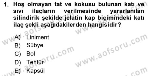 Temel Veteriner Farmakoloji ve Toksikoloji Dersi 2024 - 2025 Yılı (Final) Dönem Sonu Sınav Soruları 1. Soru