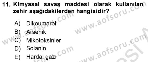 Temel Veteriner Farmakoloji ve Toksikoloji Dersi 2024 - 2025 Yılı (Final) Dönem Sonu Sınav Soruları 11. Soru