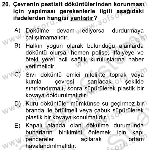 Temel Veteriner Farmakoloji ve Toksikoloji Dersi 2024 - 2025 Yılı (Final) Dönem Sonu Sınav Soruları 20. Soru