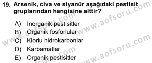 Temel Veteriner Farmakoloji ve Toksikoloji Dersi 2024 - 2025 Yılı Yaz Okulu Sınav Soruları 19. Soru