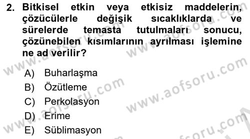 Temel Veteriner Farmakoloji ve Toksikoloji Dersi 2024 - 2025 Yılı Yaz Okulu Sınav Soruları 2. Soru