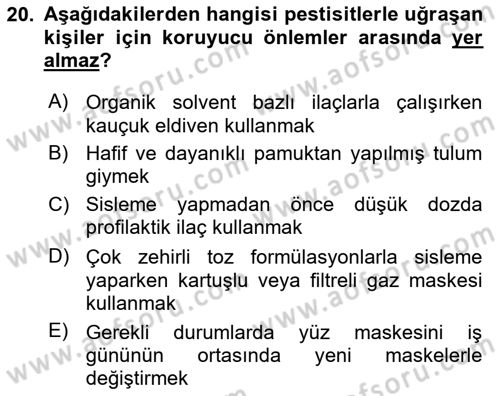 Temel Veteriner Farmakoloji ve Toksikoloji Dersi 2025 - 2026 Yılı Yaz Okulu Sınav Soruları 20. Soru