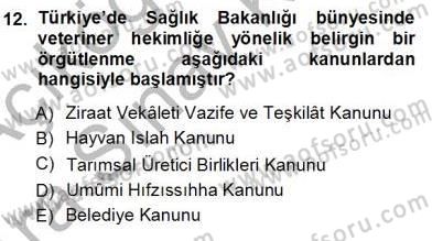 Veteriner Hizmetleri Mevzuatı ve Etik Dersi 2012 - 2013 Yılı (Vize) Ara Sınav Soruları 12. Soru