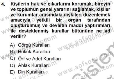Veteriner Hizmetleri Mevzuatı ve Etik Dersi 2012 - 2013 Yılı (Vize) Ara Sınav Soruları 4. Soru