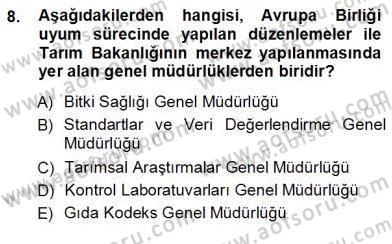 Veteriner Hizmetleri Mevzuatı ve Etik Dersi 2012 - 2013 Yılı (Vize) Ara Sınav Soruları 8. Soru