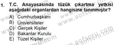 Veteriner Hizmetleri Mevzuatı ve Etik Dersi 2012 - 2013 Yılı (Final) Dönem Sonu Sınav Soruları 1. Soru