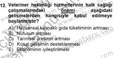 Veteriner Hizmetleri Mevzuatı ve Etik Dersi 2012 - 2013 Yılı (Final) Dönem Sonu Sınav Soruları 12. Soru