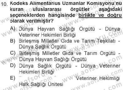 Veteriner Hizmetleri Mevzuatı ve Etik Dersi 2012 - 2013 Yılı Tek Ders Sınav Soruları 10. Soru