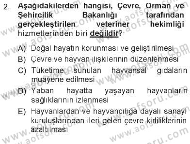 Veteriner Hizmetleri Mevzuatı ve Etik Dersi 2012 - 2013 Yılı Tek Ders Sınav Soruları 2. Soru