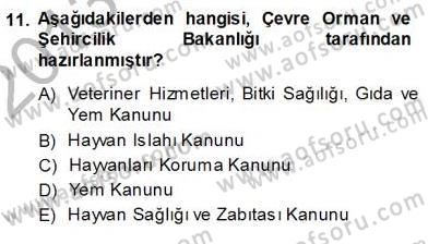 Veteriner Hizmetleri Mevzuatı ve Etik Dersi 2013 - 2014 Yılı (Vize) Ara Sınav Soruları 11. Soru