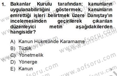 Veteriner Hizmetleri Mevzuatı ve Etik Dersi 2013 - 2014 Yılı (Final) Dönem Sonu Sınav Soruları 1. Soru