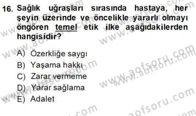 Veteriner Hizmetleri Mevzuatı ve Etik Dersi 2013 - 2014 Yılı (Final) Dönem Sonu Sınav Soruları 16. Soru