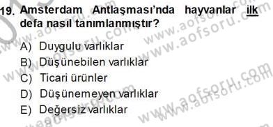 Veteriner Hizmetleri Mevzuatı ve Etik Dersi 2013 - 2014 Yılı (Final) Dönem Sonu Sınav Soruları 19. Soru