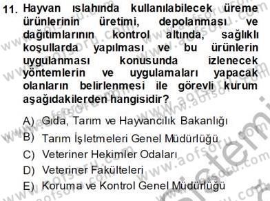 Veteriner Hizmetleri Mevzuatı ve Etik Dersi 2013 - 2014 Yılı Tek Ders Sınav Soruları 11. Soru