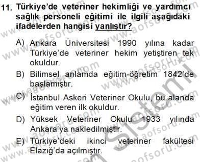Veteriner Hizmetleri Mevzuatı ve Etik Dersi 2014 - 2015 Yılı (Vize) Ara Sınav Soruları 11. Soru