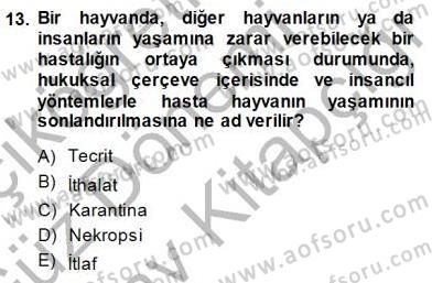 Veteriner Hizmetleri Mevzuatı ve Etik Dersi 2014 - 2015 Yılı (Final) Dönem Sonu Sınav Soruları 13. Soru