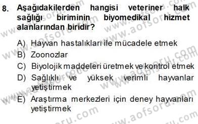 Veteriner Hizmetleri Mevzuatı ve Etik Dersi 2014 - 2015 Yılı (Final) Dönem Sonu Sınav Soruları 8. Soru