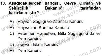 Veteriner Hizmetleri Mevzuatı ve Etik Dersi 2015 - 2016 Yılı (Vize) Ara Sınav Soruları 10. Soru
