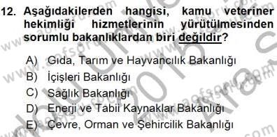 Veteriner Hizmetleri Mevzuatı ve Etik Dersi 2015 - 2016 Yılı (Vize) Ara Sınav Soruları 12. Soru