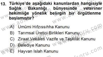 Veteriner Hizmetleri Mevzuatı ve Etik Dersi 2015 - 2016 Yılı (Vize) Ara Sınav Soruları 13. Soru