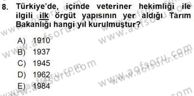 Veteriner Hizmetleri Mevzuatı ve Etik Dersi 2015 - 2016 Yılı (Vize) Ara Sınav Soruları 8. Soru