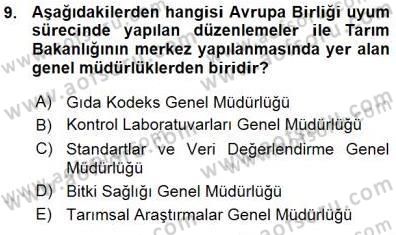 Veteriner Hizmetleri Mevzuatı ve Etik Dersi 2015 - 2016 Yılı (Vize) Ara Sınav Soruları 9. Soru