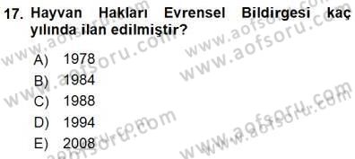 Veteriner Hizmetleri Mevzuatı ve Etik Dersi 2015 - 2016 Yılı (Final) Dönem Sonu Sınav Soruları 17. Soru