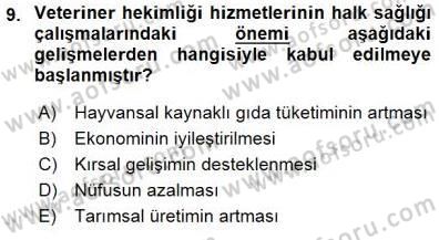 Veteriner Hizmetleri Mevzuatı ve Etik Dersi 2015 - 2016 Yılı (Final) Dönem Sonu Sınav Soruları 9. Soru