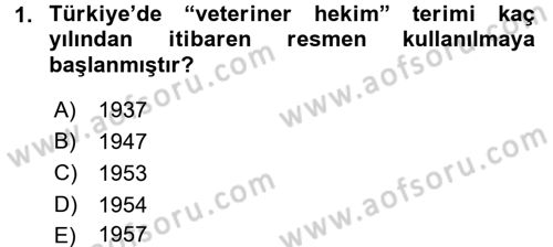 Veteriner Hizmetleri Mevzuatı ve Etik Dersi 2016 - 2017 Yılı 3 Ders Sınavı 1. Soru