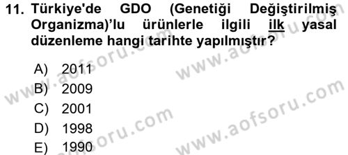 Veteriner Hizmetleri Mevzuatı ve Etik Dersi 2016 - 2017 Yılı 3 Ders Sınav Soruları 11. Soru