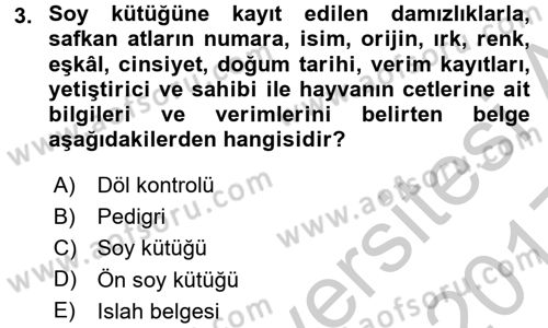 Veteriner Hizmetleri Mevzuatı ve Etik Dersi 2016 - 2017 Yılı 3 Ders Sınav Soruları 3. Soru