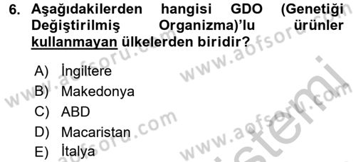 Veteriner Hizmetleri Mevzuatı ve Etik Dersi 2016 - 2017 Yılı 3 Ders Sınav Soruları 6. Soru