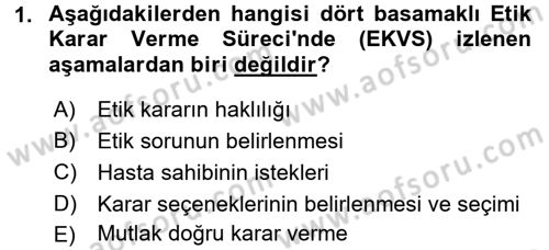 Veteriner Hizmetleri Mevzuatı ve Etik Dersi 2016 - 2017 Yılı (Vize) Ara Sınav Soruları 1. Soru
