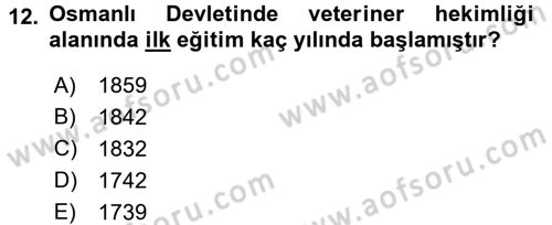 Veteriner Hizmetleri Mevzuatı ve Etik Dersi 2016 - 2017 Yılı (Vize) Ara Sınav Soruları 12. Soru