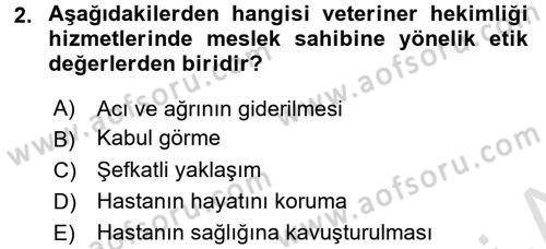 Veteriner Hizmetleri Mevzuatı ve Etik Dersi 2016 - 2017 Yılı (Vize) Ara Sınav Soruları 2. Soru